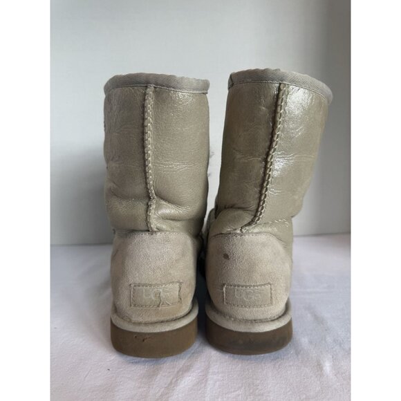 UGG UGGS Boots Sparkle METALLIC WHITE CREAM 1002065 GLITTER Size 8 Short Sherpa - Picture 2 of 5